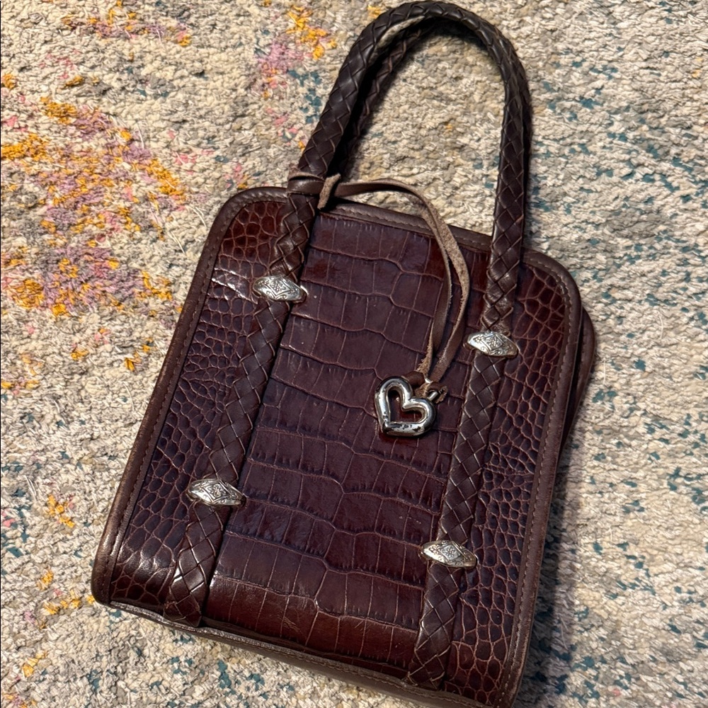 Brighton Dark Brown Crocodile-Embossed Mini Bag